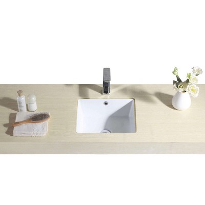 White Ceramic Undermount Vessel Bathroom Sink 13" x 11"