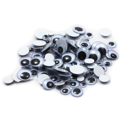 Charles Leonard Creative Arts by Charles Leonard Wiggle Eyes, Peel'n Stick, Black, Assorted Sizes, 100/Bag (Pack of 6)