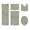 Hugo 5-Piece Bath Rug Set 100% Premium Cotton Tufted Chevron Pattern Bathmats for Bathroom, Super Soft Absorbent Machine Washable - 2 of 4