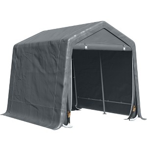 9.2' x 7.9' Garden Garage Storage Tent, Metal Frame Bike Shed w/ Zipper Doors - 1 of 4