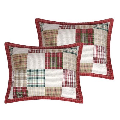 Oxford Red Plaid Cotton King Pillow Sham with Tie Closure