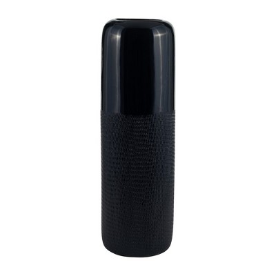 Sagebrook Home Ceramic Vase Contemporary Grooved Design Decorative Table Accent