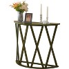 Kings Brand Furniture - Vienna Half-Moon Console Table, Geometric Wood Frame for Living Room, Bedroom, or Hallway - 4 of 4