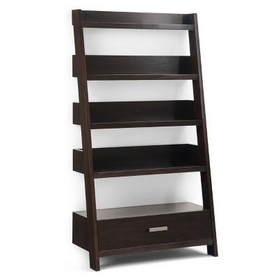 60" Harriet Solid Wood Ladder Shelf Dark Chestnut Brown - WyndenHall