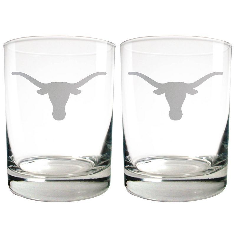 NCAA Texas Longhorns Laser Etched Rocks Glass Set - 2pc, 1 of 2