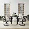 5pc Kaplan Outdoor Steel Round Dining Set with Swivel Chairs Oatmeal/Bronze - Crosley - 3 of 4