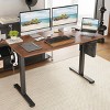GlasFlength Desks Standing Desk Adjustable Height Sit Stand Desk with Splice Board Headphone Hooks for Home Office, Brown, 48.43"*24"*45" - 3 of 4