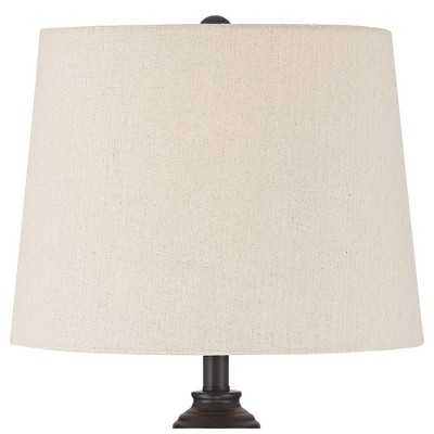 Set of 2 Beige Wood Finish Industrial Buffet Table Lamps