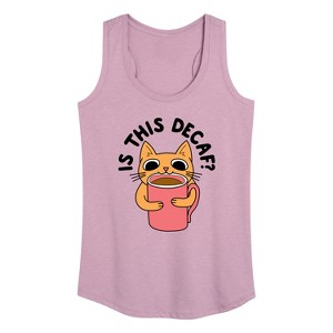 Women's - Instant Message - Is This Decaf Cat Graphic Racerback Tank - 1 of 4