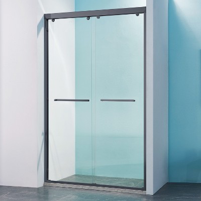NicBex Shower Door for Bathroom Double Sliding Shower Doors with 5/16" (8mm) Thick SGCC Clear Tempered Glass and Aluminium Alloy Frame, Matte Black