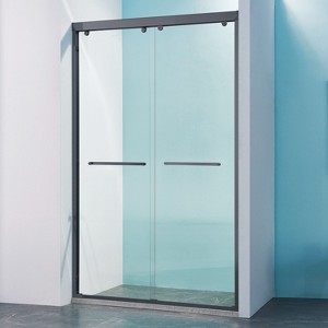 NicBex Shower Door for Bathroom Double Sliding Shower Doors with 5/16" (8mm) Thick SGCC Clear Tempered Glass and Aluminium Alloy Frame, Matte Black - 1 of 4