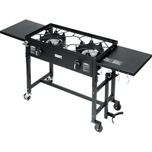Barton 58,000 Btu Outdoor Double Burner Stove Camping Propane Folding Cook  Cooking Station Stand Bbq Grill, Black : Target