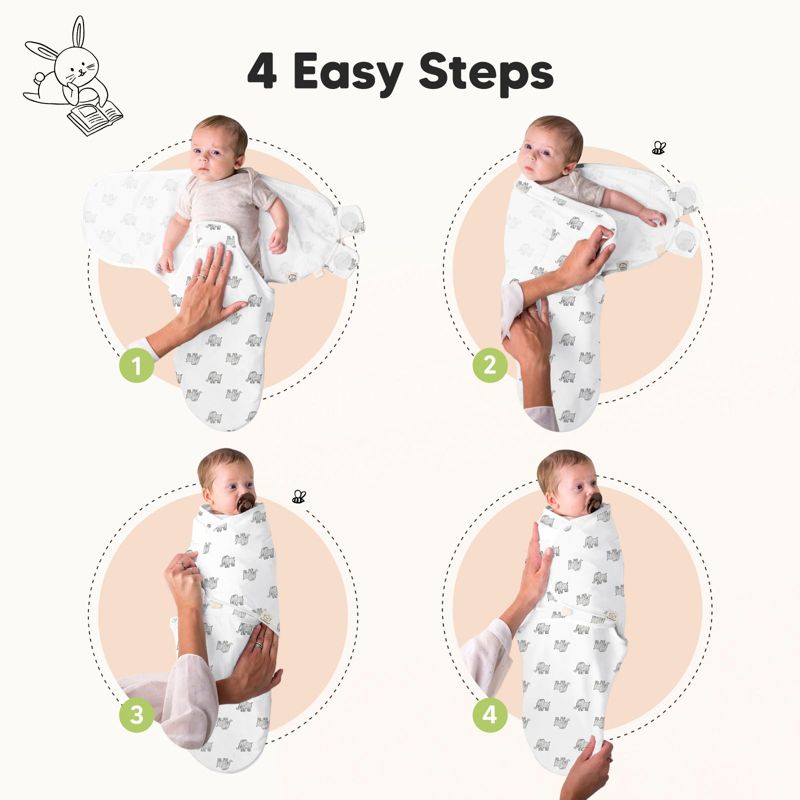 3pk Soothe Baby Swaddle 0-3 Months, Organic Baby Swaddle Sleep Sacks, Newborn, Infant Swaddle Sack, 4 of 11