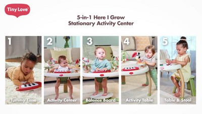 Tiny Love 5-in-1 Stationary Activity Center, 5 Modes of use: Tummy time,  Stationary Activity Center, Baby Balance Board, Toddler Activity Table,  Child