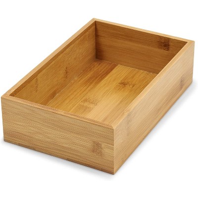 Juvale 9"x6"x2.5" Bamboo Drawer Organizer Storage Box for Storing Household Items, Beauty and Office Supplies