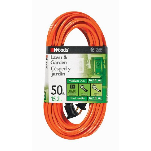 Woods Outdoor 50 Ft. L Orange Extension Cord 16/2 : Target