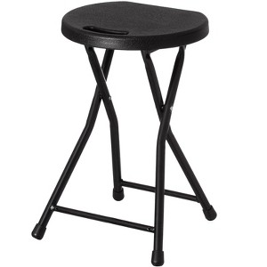 Basicwise 18-inch Portable Folding Stool with Handle Compact Chair with Non-Slip Feet and Metal Frame Legs for Indoor & Outdoor Use - 1 of 4
