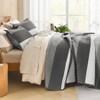 Oversized King Quilt Set, Dark Grey Stripe, 3 Pieces, Lightweight All Season Bedding - 2 of 4