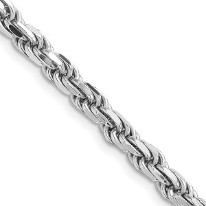 Black Bow Jewelry 4.75mm Rhodium Plated Sterling Silver Solid D/C Rope Chain Necklace - 1 of 4