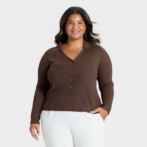 Women's Ribbed Cardigan - A New Day™ - 1 of 3