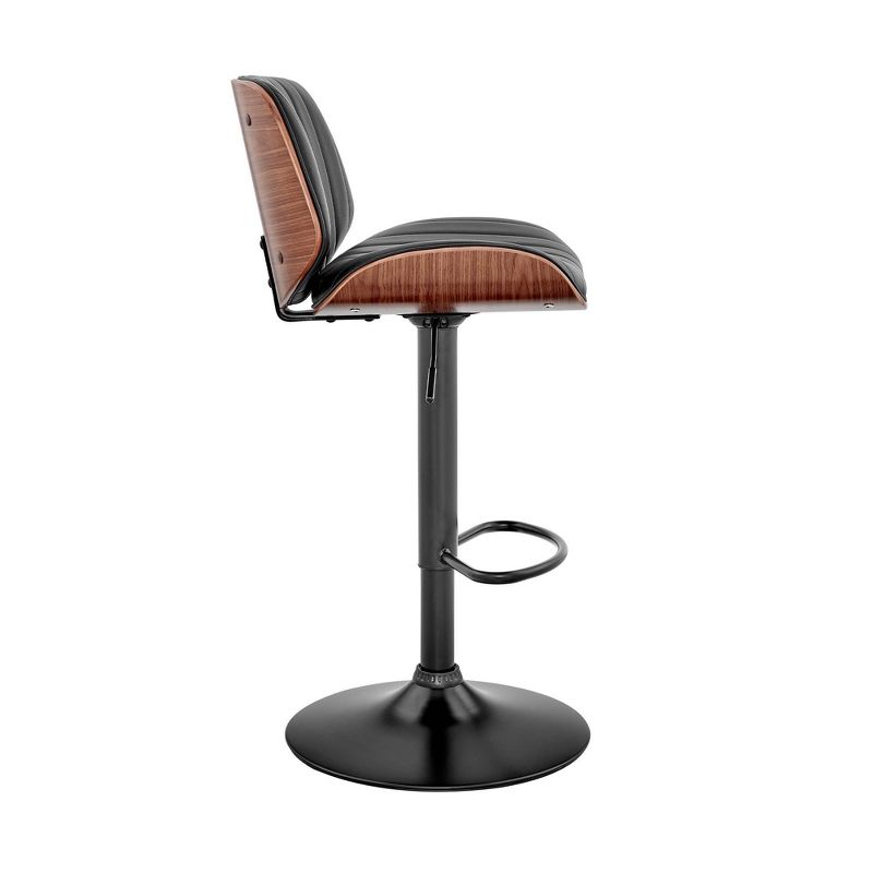 Brock Adjustable Counter Height Barstool with Faux Leather Seat Walnut Finish Back Steel Base - Armen Living, 4 of 12