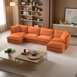 156.6" Chenille Slipcovered U-Shaped Modular Sectional Sofa with French Edges & Removable Covers - 1 of 4