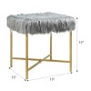 Costway Faux Fake Fur Stool Ottoman Footrest Stool Decorative with Metal Legs GreyPinkWhite - 4 of 4
