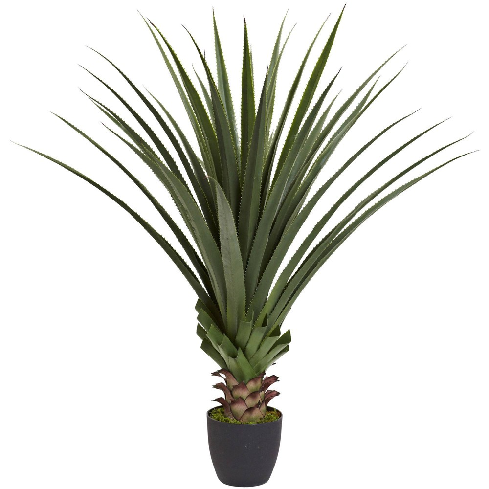Photos - Garden & Outdoor Decoration 4' Artificial Spiked Agave Plant in Pot - Nearly Natural
