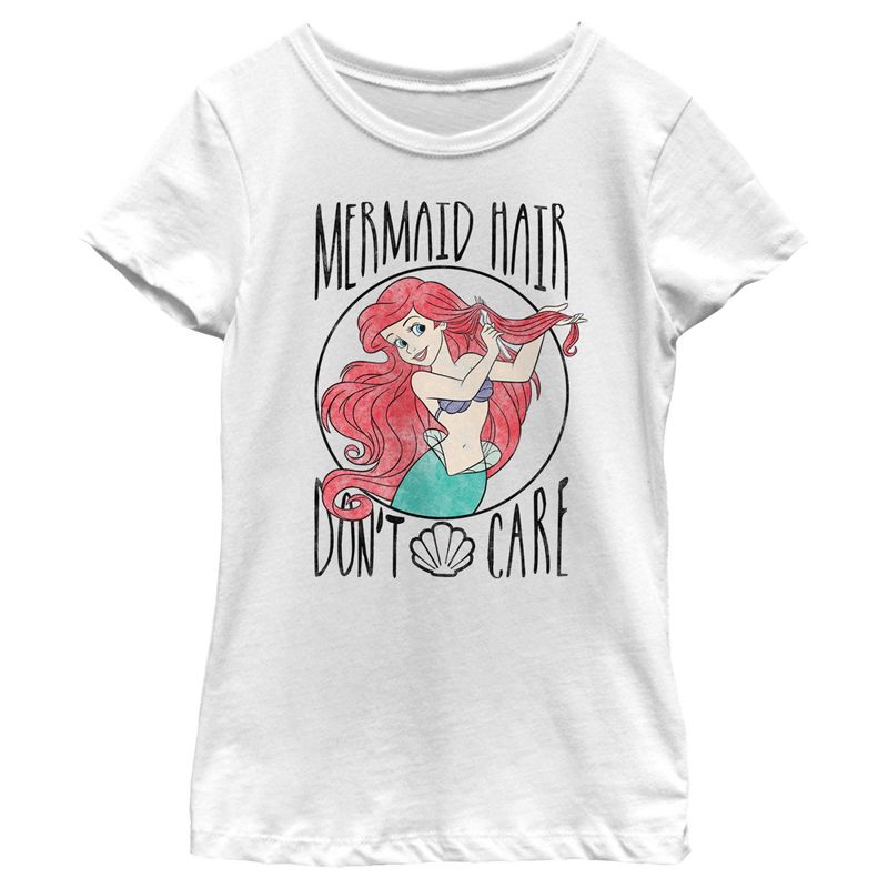 Girl's The Little Mermaid Ariel Hair Don't Care T-Shirt, 1 of 5