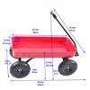 FURNIinspire Wheelbarrows And Lawn Carts Outdoor Wagon All Terrain Pulling Air Tires Children Kid Garden Cart, Small Lawn Cart, Red, 39“*18"*33" - 3 of 4