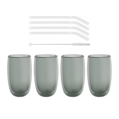 ZWILLING Sorrento 8-pc Double-Wall Latte Glass & Straw Set