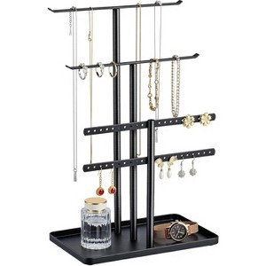 14.5-Inch Gold Jewelry Stand - Holds 80 Pieces, Sturdy Display for Necklaces & Bracelets - 1 of 4