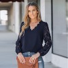 Women's Floral Lace Scalloped V Neck Top -Cupshe - 3 of 4