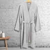 Linum Home Textiles 100% Turkish Cotton Unisex Smyrna Personalized Hotel/Spa Luxury Gray Bathrobe in White Bookman Font , - 2 of 2