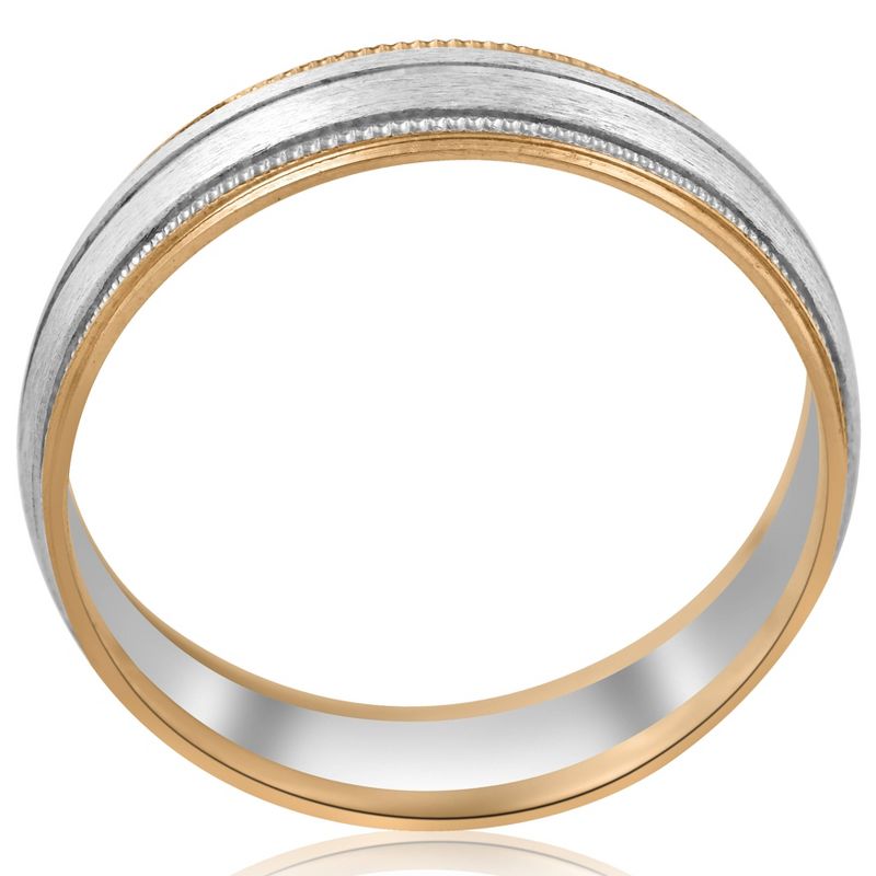 Pompeii3 Gold Two Tone 6mm Facet Cut Wedding Band Mens New Ring, 3 of 5
