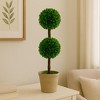 Modern Home 27" Real Preserved Boxwood Topiary Plant – Double Ball Faux Greenery in Rustic Pot – Indoor Outdoor Decorative Potted Plant - 2 of 4