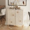 JIONJOY Distressed White Farmhouse Storage Cabinet with Wood Grain & Gold Handles - 2-Door Boho Chic Sideboard for Bedroom or Living Room - 4 of 4