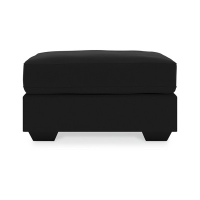 Onyx Black Velvet Contemporary Ottoman, 34"