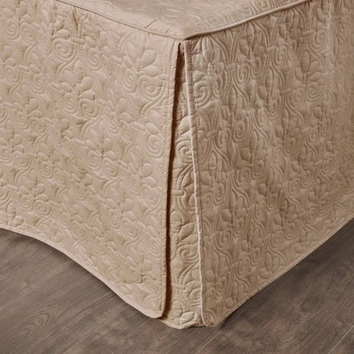 Khaki Queen Microfiber Quilted Bedspread Set with Floral Motif