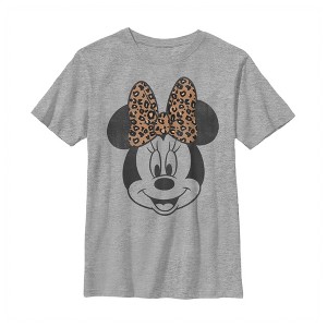 Boy's Mickey & Friends Mickey & Minnie Mouse Cheetah Print Bow T-Shirt - 1 of 4