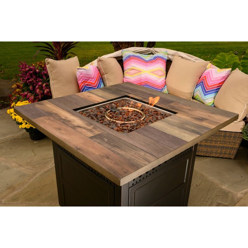 Endless Summer The Harris 38&#34; Square LP Gas Outdoor Fire Pit with Faux Wood Mantel Brown, 3 of 7