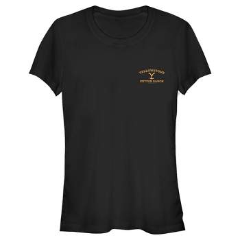 Juniors Womens Yellowstone Small Yellow Pocket Dutton Ranch Brand T-Shirt