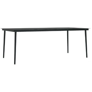 vidaXL Garden Dining Table Black Powder-coated steel, glass - 1 of 4