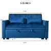 Okak Modern 3-in-1 Pull-out Sofa Bed Convertible Loveseat Sleeper Couch Futon with Pillows & Reclining Backrest for Living Room Office, Blue - 4 of 4
