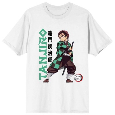 Demon Slayer Tanjiro Character Art Women's White Crew Neck Short Sleeve Tee
