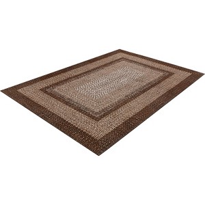 Washable Area Rug, Vintage Accent Rug, Braided Print Carpet, Low Pile Non-Shedding Kitchen Rugs with Non Slip Backing, Foldable Rug - 1 of 4