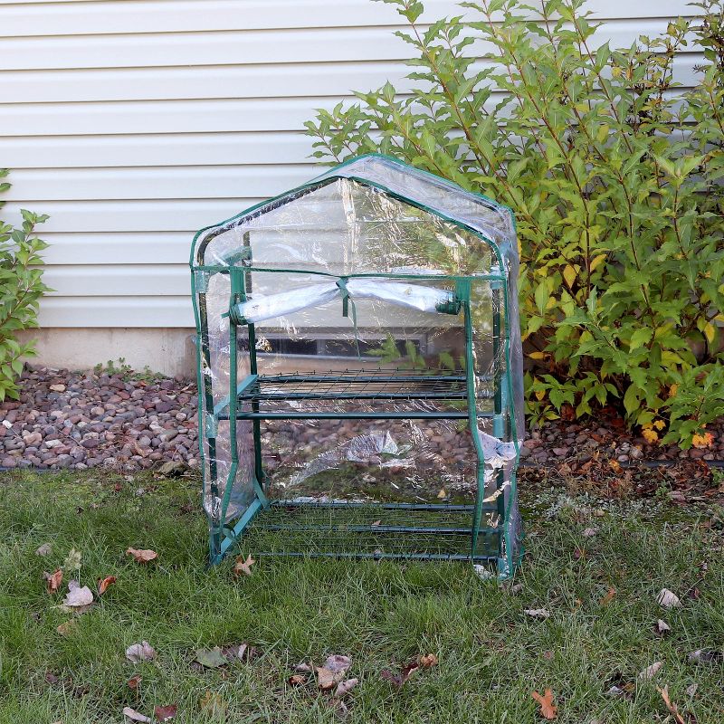 Sunnydaze Outdoor Portable Growing Rack 2-Tier Greenhouse with PVC Roll-Up Door - 2 Shelves - Clear, 4 of 14