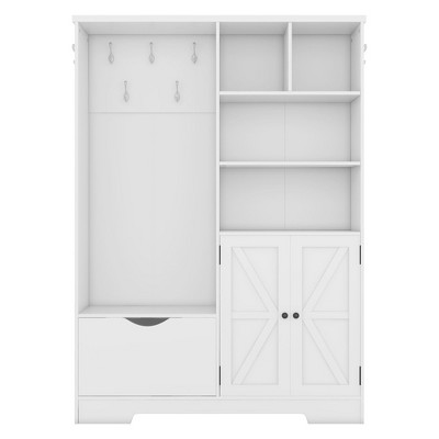 NicBex 52.7 inch Hall Tree for Hallway,Modern Coat Racks with Open Shelves and Shoe Cabinets,Entryway Furniture for Hallway,Living Room,Bedroom