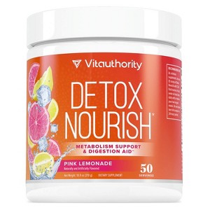 Detox Nourish Powder, Metabolism Support & Anti-Bloat Digestive Aid, Pink Lemonade, Vitauthority, 310gm - 1 of 4