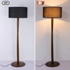 61" Modern Walnut Wood Column Floor Lamp with Linen Drum Shade, Standing Lamp for Living Room, Bedroom, Office, Study, Hallway - 3 of 4